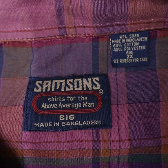 Samsons Shirt Men's Big 2X Multicolor Plaid Cotton Front Pockets Fit Button-Up - Picture 3 of 8